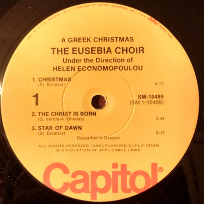 The Eusebia Choir Under The Direction Of Helen Economopolou : A Greek Christmas (LP, Album)