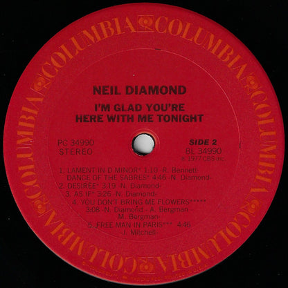 Neil Diamond : I'm Glad You're Here With Me Tonight (LP, Album, RE, San)