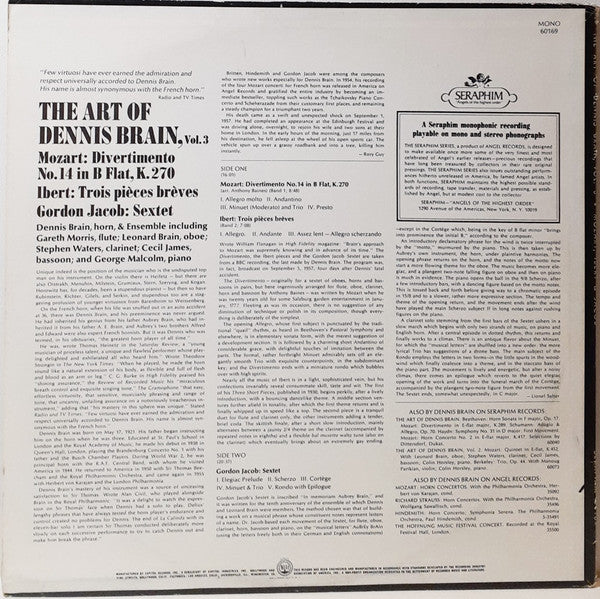 Dennis Brain : The Art Of Dennis Brain, Vol. 3 (LP, Mono, RE)