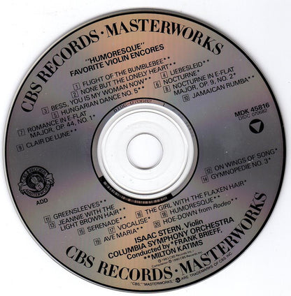 Isaac Stern : Humoresque - Favourite Violin Encores (CD, Comp, RE)