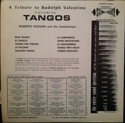 Roberto Rossani And His Orchestra : Continental Tango (LP, Album)