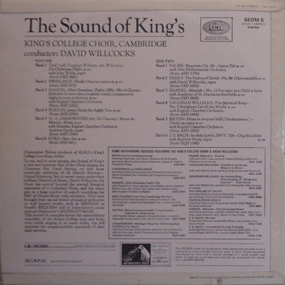 Johann Sebastian Bach / William Byrd / Marc Antoine Charpentier / Gabriel Fauré / Georg Friedrich Händel / Joseph Haydn / Jan Pieterszoon Sweelinck / Ralph Vaughan Williams / The King's College Choir Of Cambridge Conductor David Willcocks : The Sound Of King's (LP, Comp)