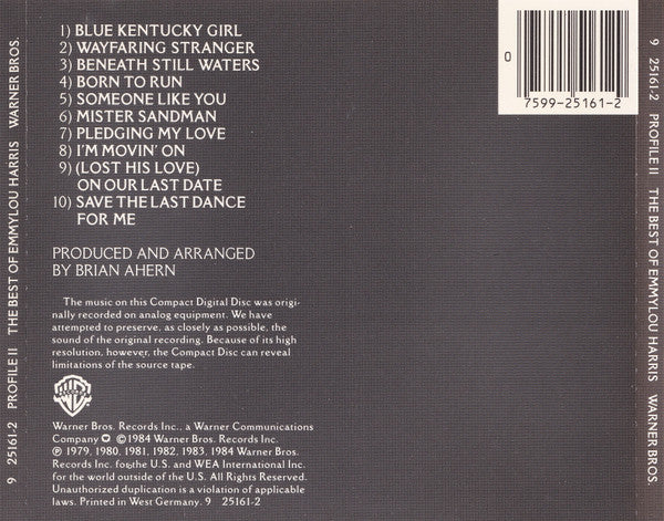 Emmylou Harris : Profile II: The Best Of Emmylou Harris (CD, Comp, Tar)