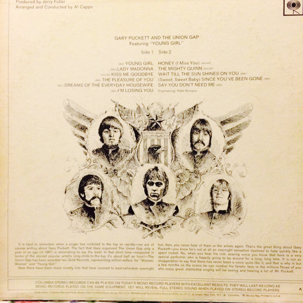 Gary Puckett & The Union Gap : Gary Puckett And The Union Gap Featuring "Young Girl" (LP, Album, Ter)