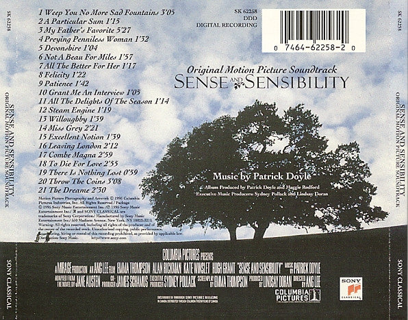 Patrick Doyle : Sense And Sensibility (Original Motion Picture Soundtrack) (CD, Album)