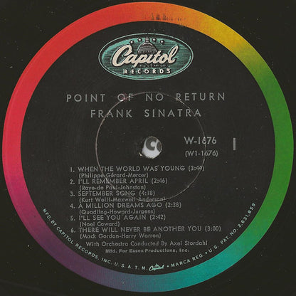 Frank Sinatra : Point Of No Return (LP, Album, Mono, Scr)