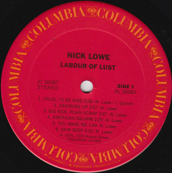 Nick Lowe : Labour Of Lust (LP, Album, Pit)