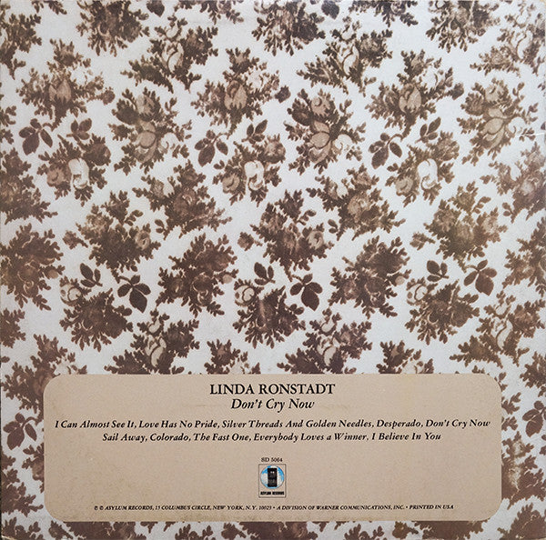 Linda Ronstadt : Don't Cry Now (LP, Album, RE, SP,)
