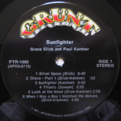 Paul Kantner / Grace Slick : Sunfighter (LP, Album, Roc)