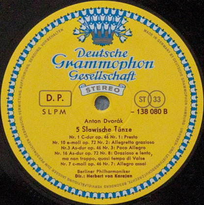 Johannes Brahms, Antonín Dvořák / Berliner Philharmoniker, Herbert von Karajan : 8 Ungarische Tänze • 5 Slawische Tänze = 8 Hungarian Dance • 5 Slavonic Dances = 8 Danses Hongroises • 5 Danses Slaves (LP, RE)