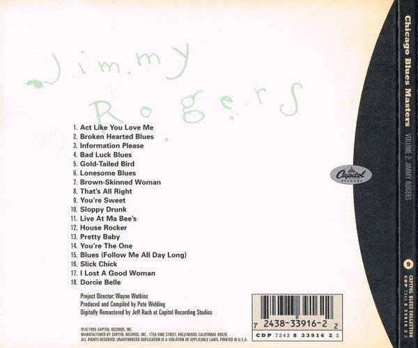 Jimmy Rogers : Chicago Blues Masters Volume Two: Jimmy Rogers (CD, Album, Comp)