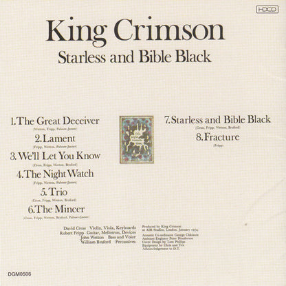 King Crimson : Starless And Bible Black (HDCD, Album, RE, RM)