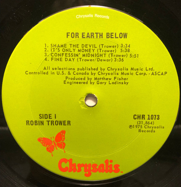 Robin Trower : For Earth Below (LP, Album, Ter)