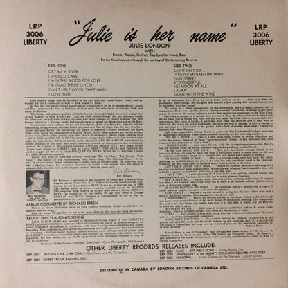 Julie London : Julie Is Her Name (LP, Album, Mono, M/Print)