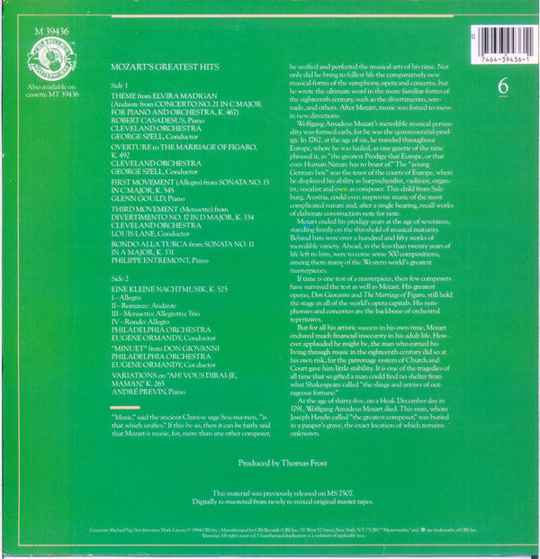 Buy Wolfgang Amadeus Mozart : Mozart's Greatest Hits (LP, Comp