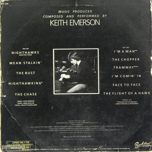 Keith Emerson : Nighthawks (Original Soundtrack) (LP, Album, Die)