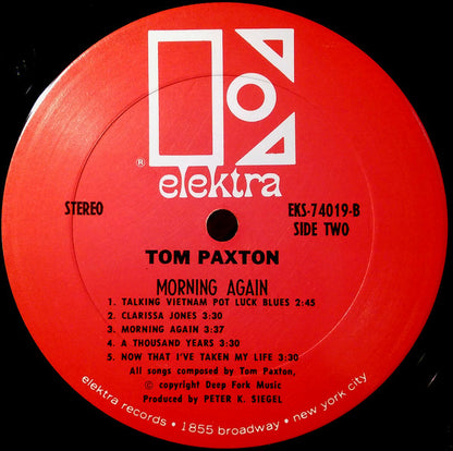 Tom Paxton : Morning Again (LP, Album, RP)