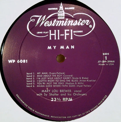 Mary Lou Brewer With Sy Shaffer And His Orchestra : My Man (LP, Album, Mono)