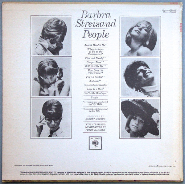 Barbra Streisand : People (LP, Album, Mono, RP, Pit)
