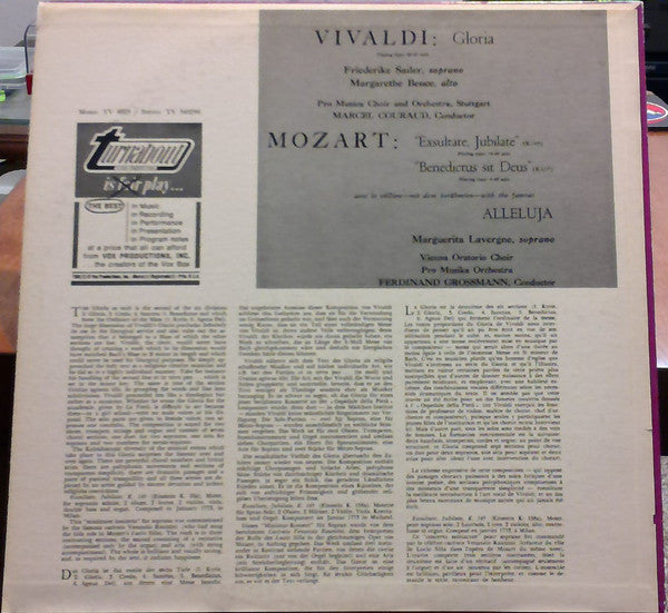 Antonio Vivaldi • Wolfgang Amadeus Mozart : Gloria - Exsultate, Jubilate With The Famous Alleluja (LP)