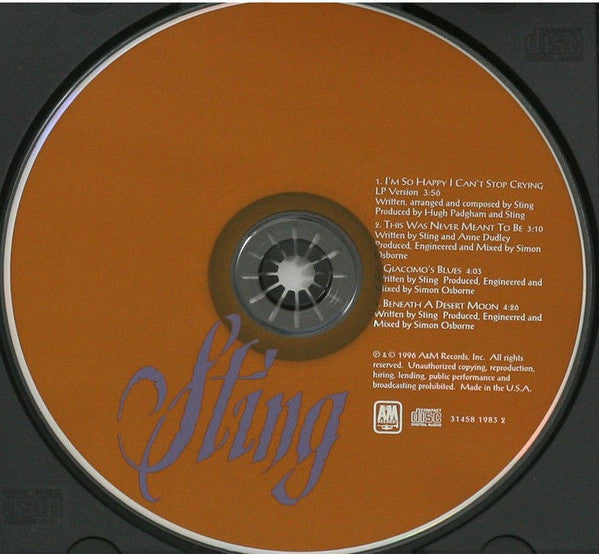 Sting : I'm So Happy I Can't Stop Crying (CD, Maxi, Jew)