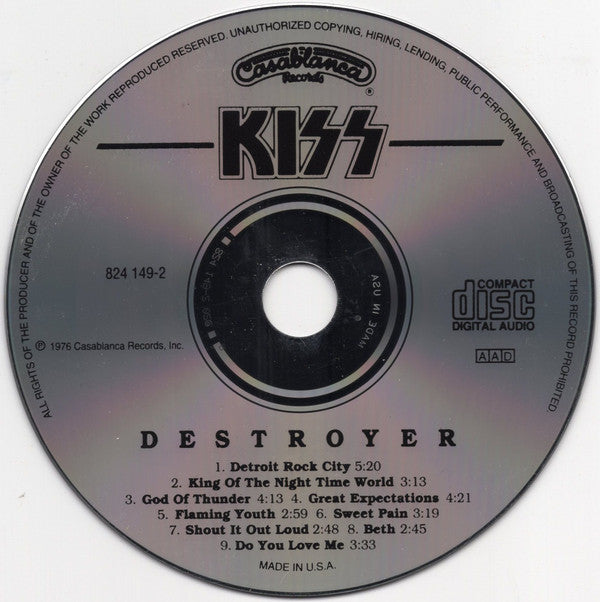 KISS Destroyer サイン入り CD Kiss / Destroyer (Autographed!! 全員直筆サイン入り、鑑定書