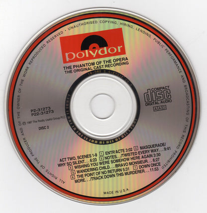 Andrew Lloyd Webber : The Phantom Of The Opera (2xCD, Album, Club, CRC)