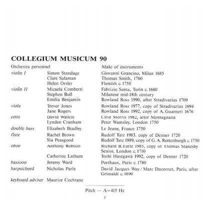 Alessandro Marcello - Collegium Musicum 90 / Simon Standage : 'La Cetra' Concertos • Violin Concerto In B Flat (CD, Album)