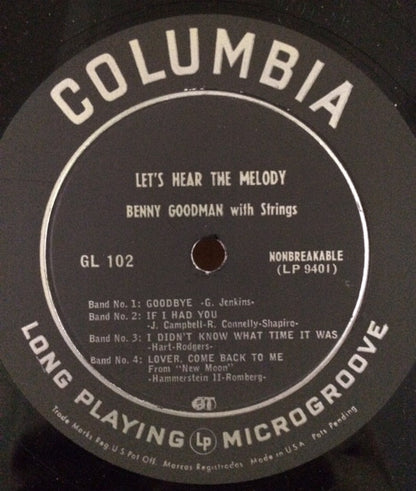 Benny Goodman With Strings : Let's Hear The Melody (10", Mono)
