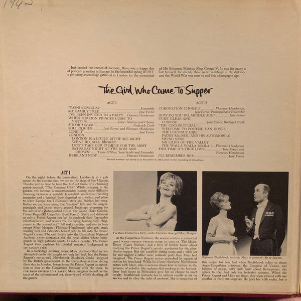 José Ferrer, Florence Henderson : The Girl Who Came To Supper (LP, Album, Mono)