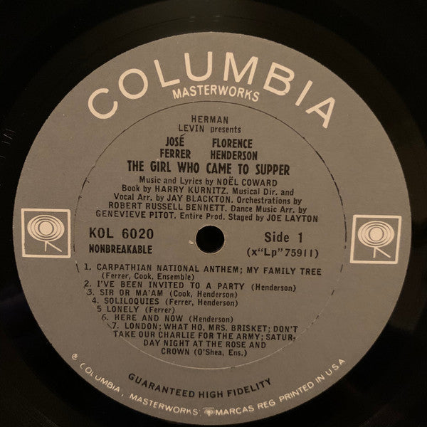 José Ferrer, Florence Henderson : The Girl Who Came To Supper (LP, Album, Mono)