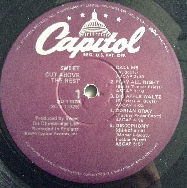 The Sweet : Cut Above The Rest (LP, Album, Win)