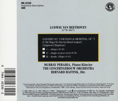 Ludwig van Beethoven, Murray Perahia, Concertgebouworkest, Bernard Haitink : Piano Concerto No. 5 "Emperor" (CD)