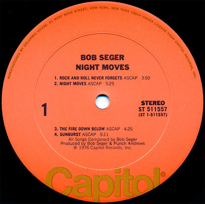 Bob Seger And The Silver Bullet Band : Night Moves (LP, Album, Club, Car)