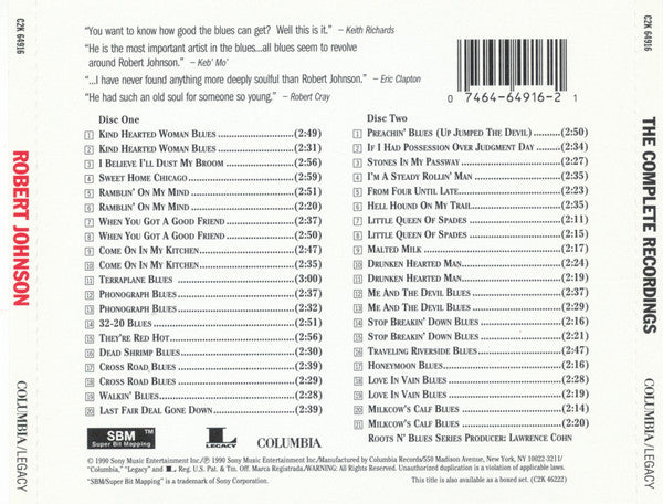 Robert Johnson : The Complete Recordings (2xCD, Comp, RE, RM)