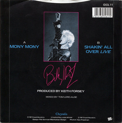 Billy Idol : Mony Mony (Live) (7", Single)
