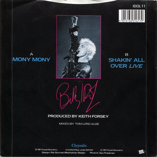Billy Idol : Mony Mony (Live) (7", Single)