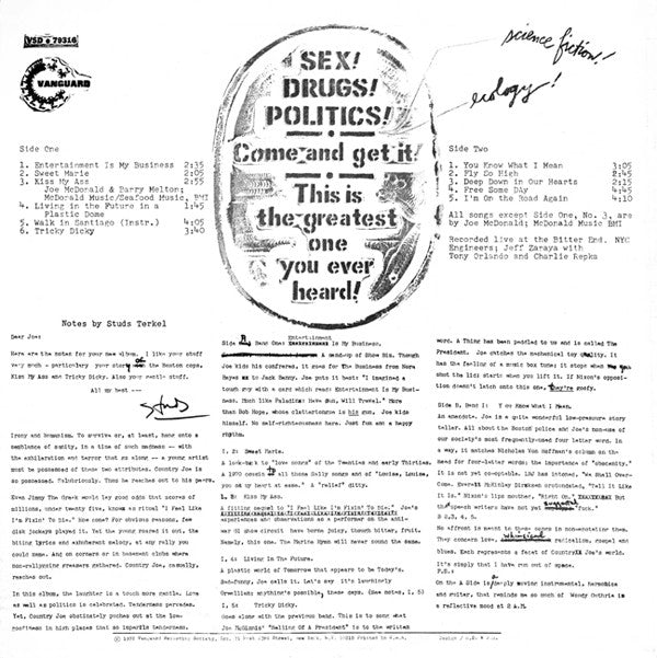 Country Joe McDonald : Incredible! Live! (LP, Album, Pit)