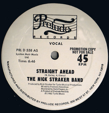 Nick Straker Band : Straight Ahead (12", Promo)
