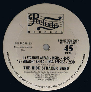Nick Straker Band : Straight Ahead (12", Promo)