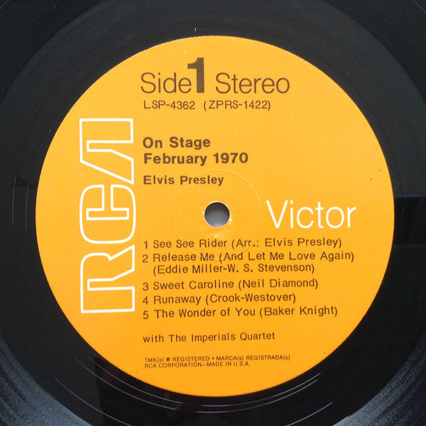 Elvis Presley : On Stage - February, 1970 (LP, Album, Roc)
