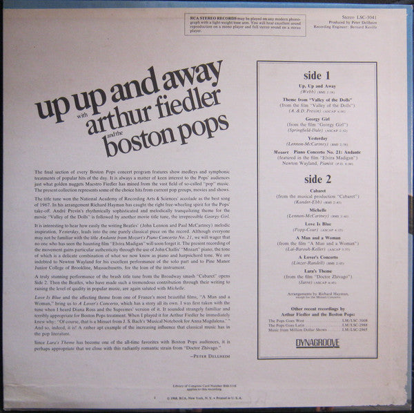 Arthur Fiedler and The Boston Pops Orchestra : Up Up And Away (LP, Ind)