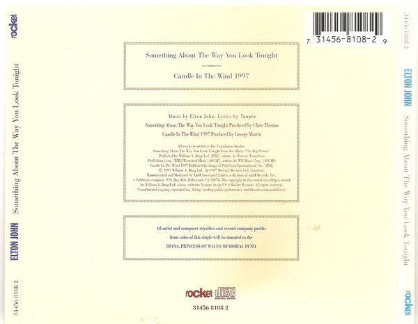 Elton John : Something About The Way You Look Tonight / Candle In The Wind 1997 (CD, Single, Omn)