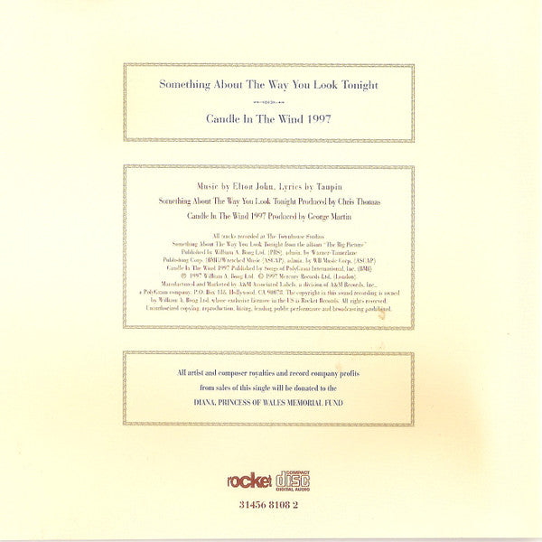 Elton John : Something About The Way You Look Tonight / Candle In The Wind 1997 (CD, Single, Omn)