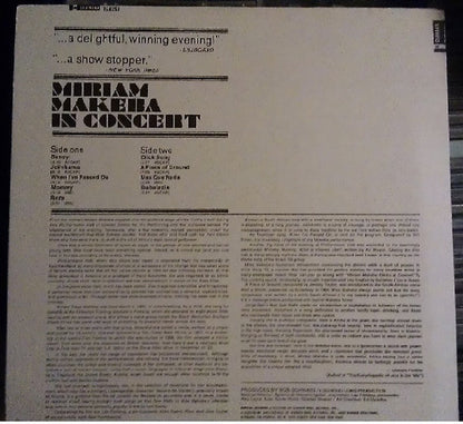 Miriam Makeba : In Concert (LP, Album)