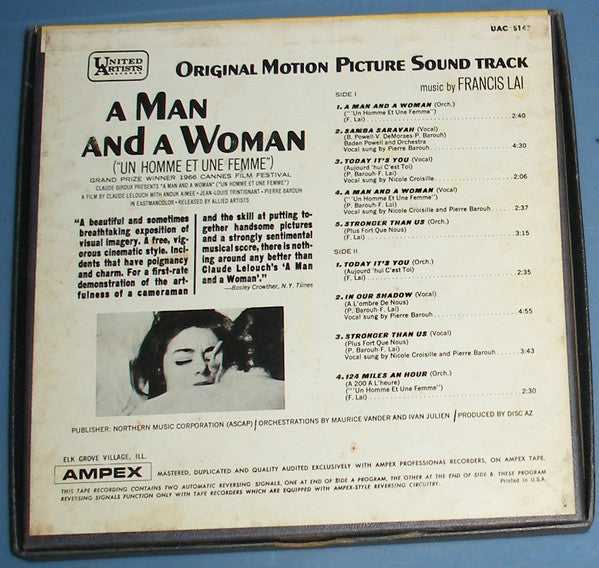 Francis Lai : A Man And A Woman (Original Motion Picture Soundtrack) (Reel, 4tr Stereo, 7" Reel, Album)