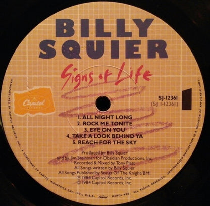 Billy Squier : Signs Of Life (LP, Album, Jac)