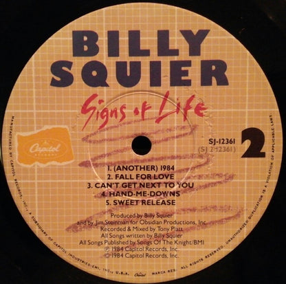 Billy Squier : Signs Of Life (LP, Album, Jac)