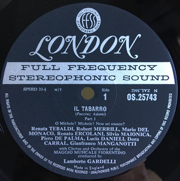 Renata Tebaldi · Mario del Monaco · Robert Merrill, Giacomo Puccini : Il Tabarro (LP, Album, FFR + Box)