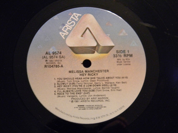 Melissa Manchester : Hey Ricky (LP, Album, Club)
